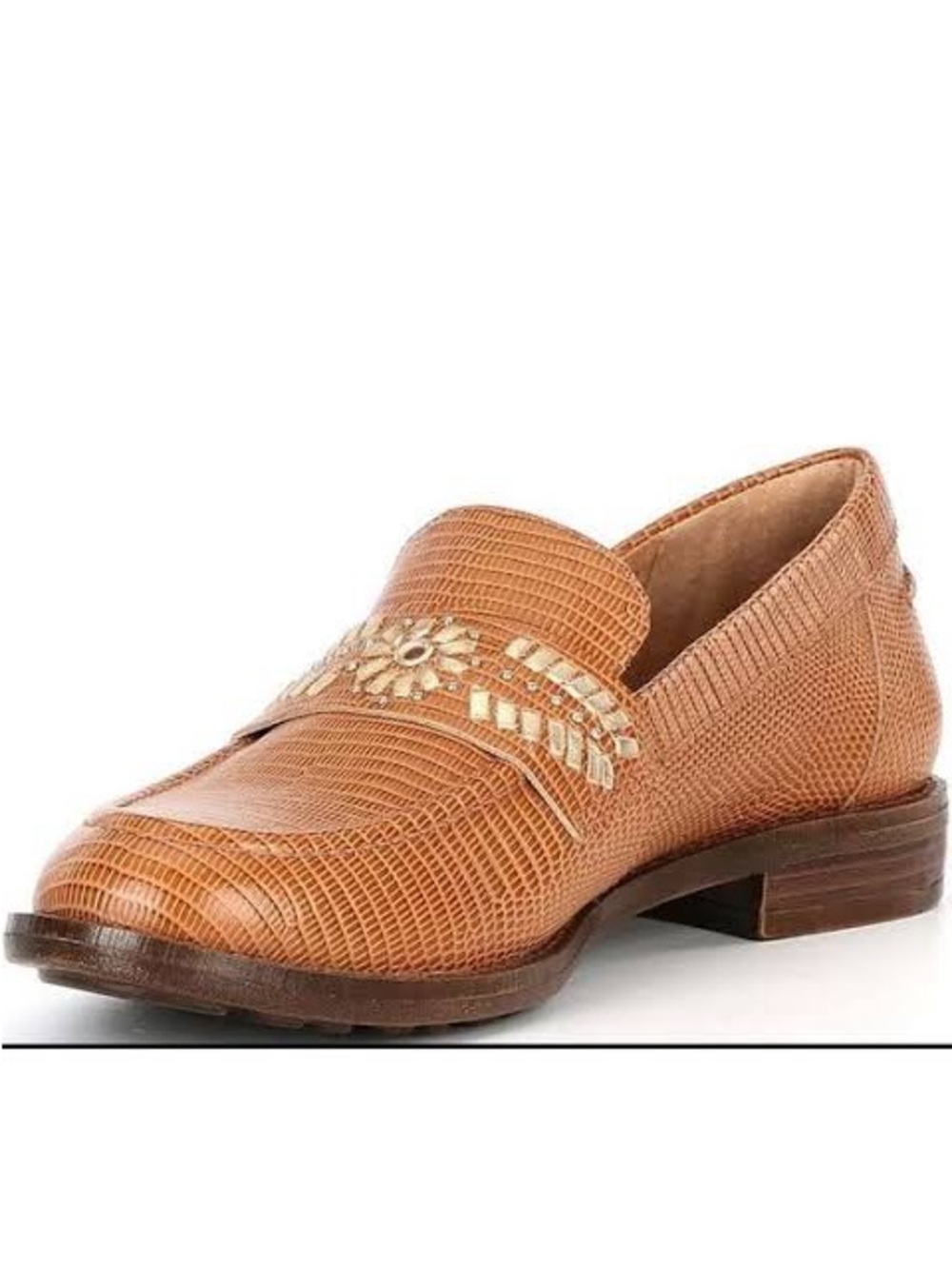New Brioso Frisco Lizard-
Embossed Leather Loafers Tan Yellow Size 8.5